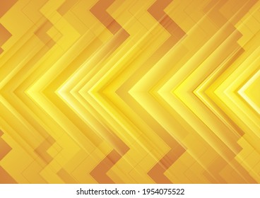 Abstract orange glossy arrows geometric tech background. Vector design