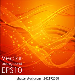 Abstract orange glowing background with waves