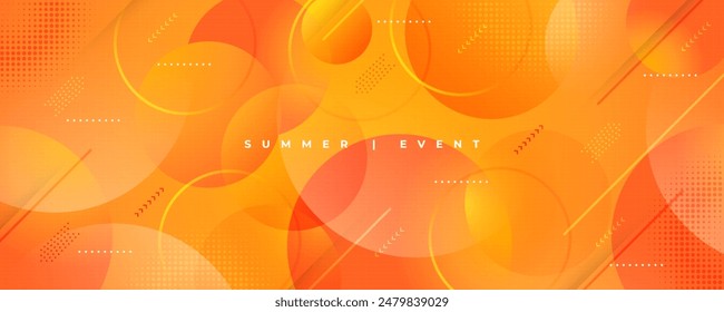 Abstract Orange Gradient Background with Geometric and Circular Elements. Creative and Dynamic Banner Vector Design