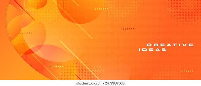 Abstract Orange Gradient Background with Geometric and Circular Elements. Creative and Dynamic Banner Vector Design