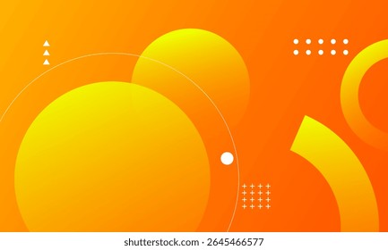 Abstract orange gradient background - glowing geometric circles . Vector illustration eps10. Dynamic shapes composition.