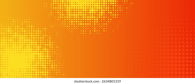 Fundo de gradiente laranja abstrato, padrão de meio-tom, vetor abstrato moderno design gráfico geométrico. Plano de fundo padrão de gradiente amarelo e laranja de meio-tom simples e mínimo quadrado e pontos