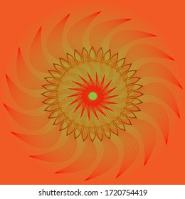 abstract orange gradient background with indentations in a circle