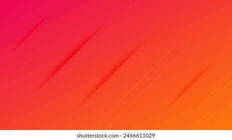 Abstract orange gradient background with lines and shadows. Header banner. Bright abstract presentation backdrop. Vector illustration