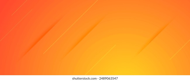 Abstract orange gradient background with lines and shadows. Header banner. Bright abstract presentation backdrop. Vector illustration