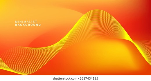 Abstract orange gradient background with shining lines waves. Minimalist background for banner, poster, cover, brochure, flyer, website