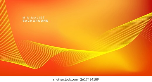 Abstract orange gradient background with shining lines waves. Minimalist background for banner, poster, cover, brochure, flyer, website
