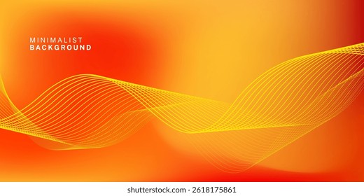 Abstract orange gradient background with shining lines waves. Minimalist background for banner, poster, cover, brochure, flyer, website