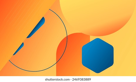 ABSTRACT ORANGE GRADIENT BACKGROUND SMOOTH COLORFUL DESIGN WITH BLUE GEOMETRIC SHAPES VECTOR TEMPLATE GOOD FOR MODERN WEBSITE, WALLPAPER, COVER DESIGN 