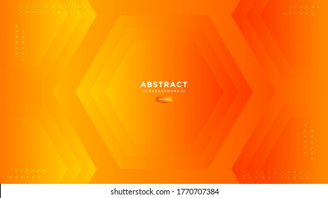Abstract orange gradient background. Trendy simple polygonal shape overlapping layer simple wave background.
