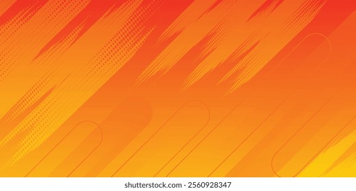 Abstract orange gradient background, with trendy geometric graphic design. Simple minimal square and dots halftone yellow and orange gradient pattern background