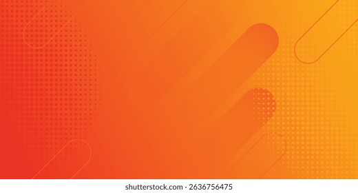 Abstract orange gradient background, with trendy geometric graphic design. Simple minimal square and dots halftone yellow and orange gradient pattern background