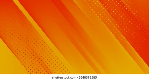 Fundo de gradiente laranja abstrato, com design gráfico geométrico na moda. Plano de fundo padrão de gradiente amarelo e laranja de meio-tom simples e mínimo quadrado e pontos