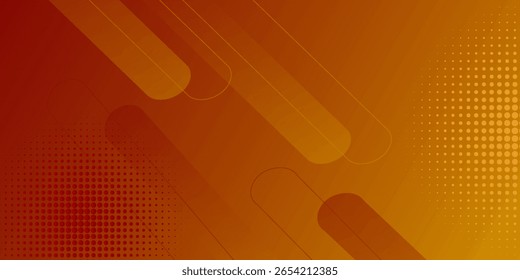 Abstract orange gradient background, with trendy geometric graphic design. Simple minimal square and dots halftone yellow and orange gradient pattern background