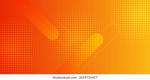 Abstract orange gradient background, with trendy geometric graphic design. Simple minimal square and dots halftone yellow and orange gradient pattern background