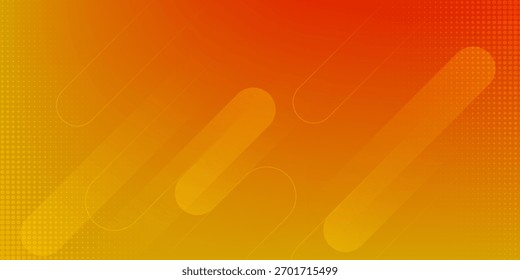 Abstractas fondo de gradiente naranja, con Diseño gráfico geométrico de moda. Fondo de patrón de degradado amarillo y naranja de semitono cuadrado y puntos mínimos simples