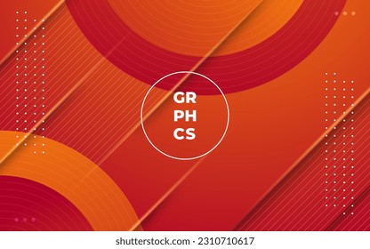 abstract orange gradient color geometric shape with cirlce simple line and shadow, 3d look and cool design background. eps10 vector