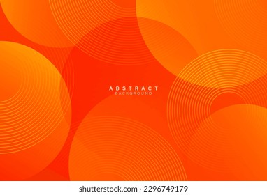 Abstract orange gradient geometric background with circles lines. Dynamic shapes. Modern simple colorful circle shapes graphic design element. Minimal style. Vector illustration