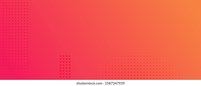 Abstract orange gradient geometric background with dots. Header banner. Bright abstract presentation backdrop. Vector illustration