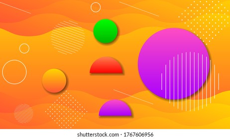 Gradiente naranja abstracto con figuras geométricas color y vectores de fondo de línea blanca
