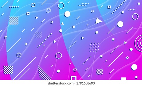 Abstract Orange Gradient With Geometric Figures Color And White Line Background Vector