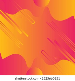 Abstract Orange Gradient liquid wavy shapes futuristic banner. Glowing retro waves vector background
