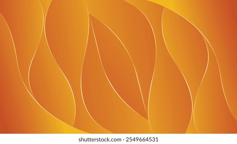 Abstract orange gradient luxury background with gold lines. Elegant wave modern wallpaper. Suitable for templates, banners, cards, sales, ads, events, awards, web and pages