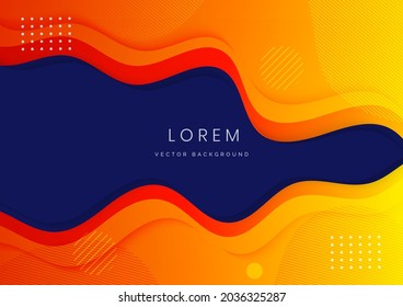 Abstract orange gradient wave design on dark blue background. You can use for ad, poster, template, business presentation. Vector illustration