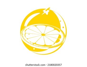 Abstract Orange. Graphic vector design element on white background.  Orange slice. Illustration for printed typography.