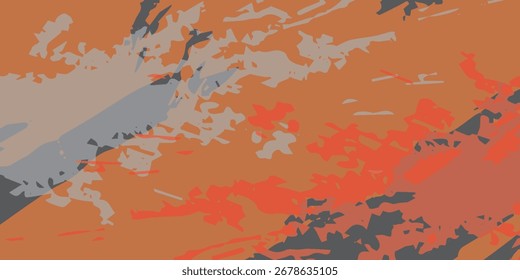 Padrão de camuflagem laranja e cinza abstrato com forma irregular