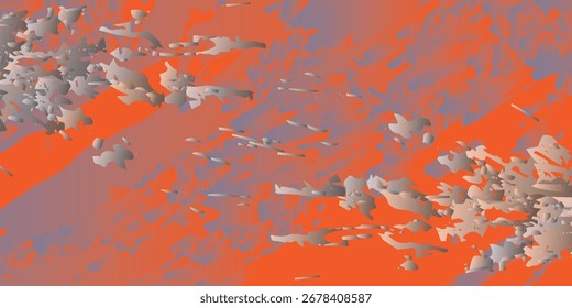 Abstract Orange and Gray Irregular Shapes Digital Art