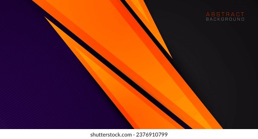 Abstract orange and gray triangle on dark color geometric sporty design. Modern overlap papercut futuristic background vector illustration. Eps10 vector