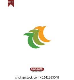 Abstract orange green collor logo vector design