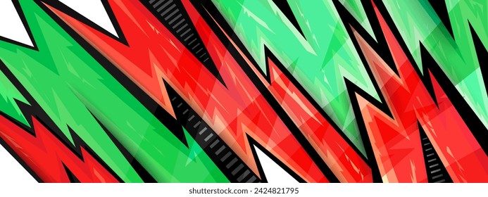 Abstract orange green gaming background in futuristic style. Wide banner design