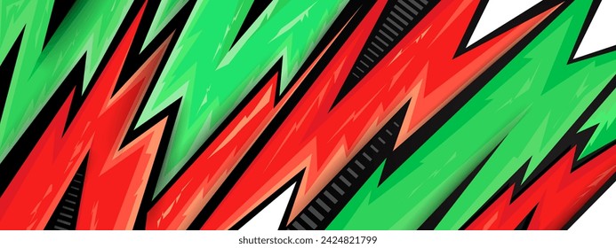 Fondo de juego verde naranja abstracto en estilo futurista. Diseño de banner ancho