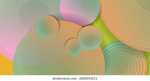 Abstract orange and green geometric background. dynamic circle shapes composition.