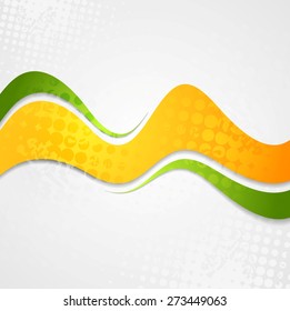 Abstract Orange Green Waves Grunge Background. Vector Creative Design