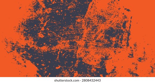 Abstract orange and grey grunge background with scratch texture. Dynamic sport poster template banner with geometric paint splash and grimy brush border.