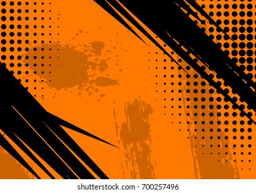 Abstract Orange Grunge Background and Texture. Vector Illustration with Halftone Dots for Comic Book and Journal