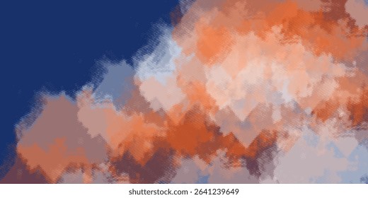 Abstract Orange Grunge Frame Texture In Dark Blue Background