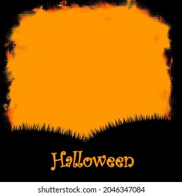 Resumen de color naranja medio con marco cuadrado negro. Cartel de Halloween. Ilustración vectorial.