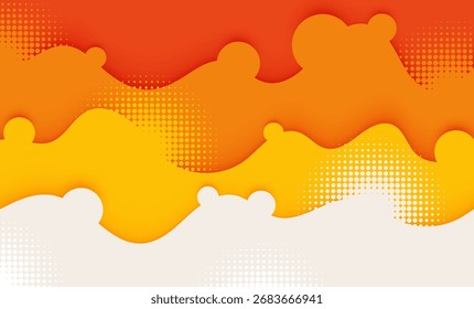 Abstractas fondo de semitono naranja con puntos y diseño de patrón digital