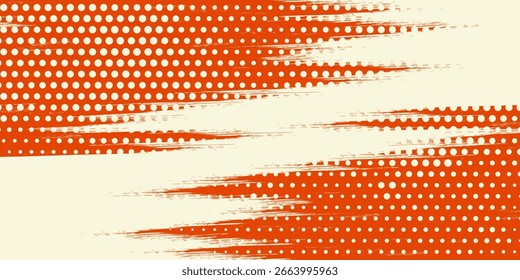 Fundo de meio-tom laranja abstrato com traçados de pincel diagonal afiada e textura grunge.