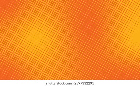 Abstract orange halftone background. yellow and orange background with a pattern of dots. retro comic gradient background. pop art faded gradient pattern