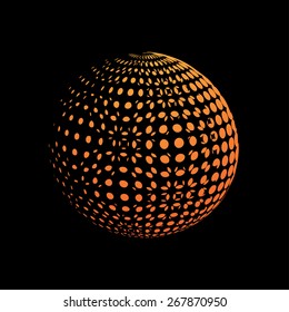Abstract orange halftone. Abstract black background illustration. Light-box
