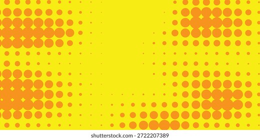 Gradiente de tela de meio-tom laranja abstrato no fundo amarelo Neon, ilustração de vetor.