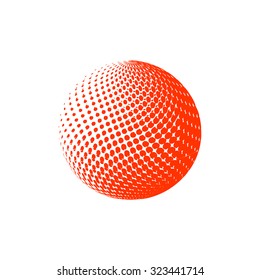 Abstract orange halftone globe design. Stock vector Illustration. Light-box

