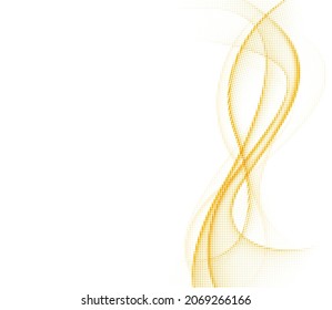 Abstract orange halftone motion wave line, smoke, transparent fabric. Design element. Vector illustration.