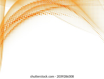 Abstract orange halftone rounded line, transparent fabric. Design element. Vector illustration.