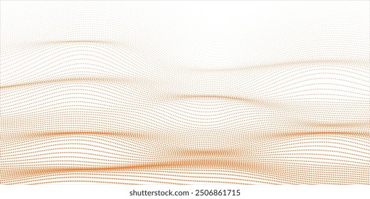 Abstract orange halftone wavy lines, vector illustration.